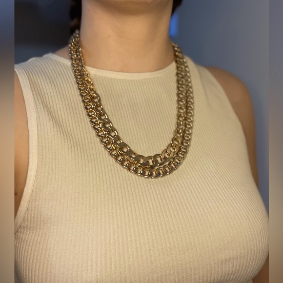Heavy Double Chain Gold Necklace - Picture 6 of 6